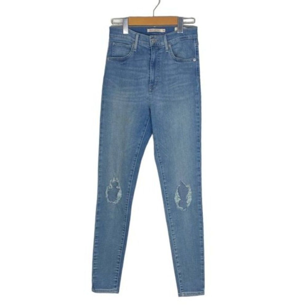 WOMEN'S BLUE Light Wash Levi's Mile High Super Skinny Blue Jeans Size 28 X 30